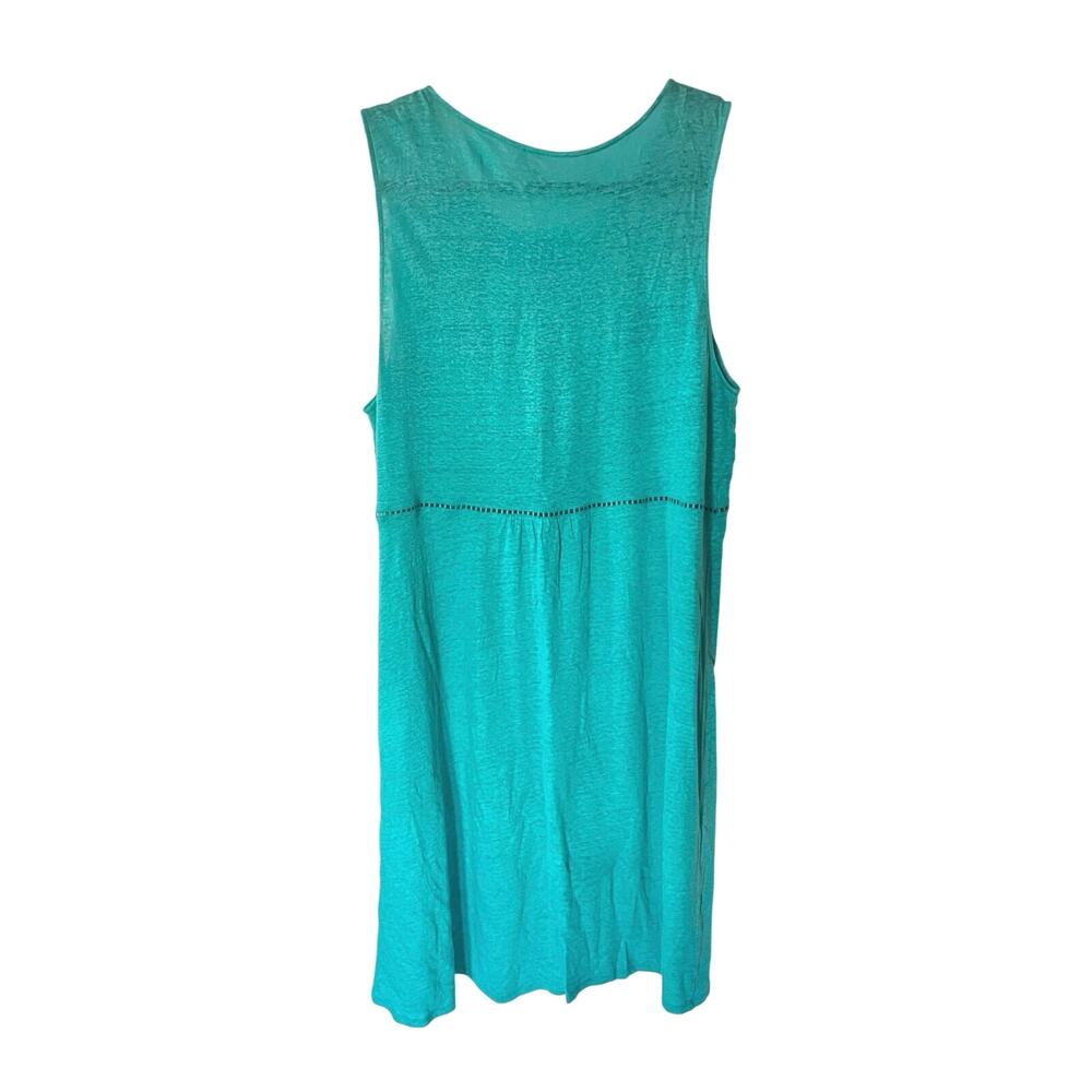 Sundance Sintra Dream Linen Embroidered Floral Dress Aqua SZ L - Picture 2 of 5
